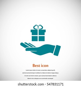 Hand and gifts icon, flat design best vector icon