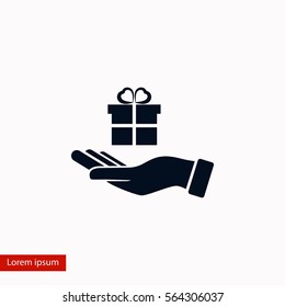 Hand and gifts icon, flat design best vector icon