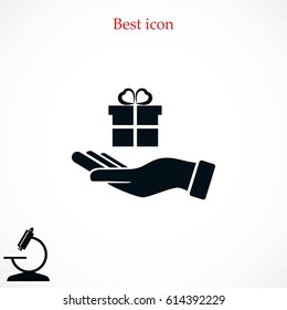 Hand and gifts icon, flat design best vector icon