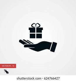 Hand and gifts icon, flat design best vector icon