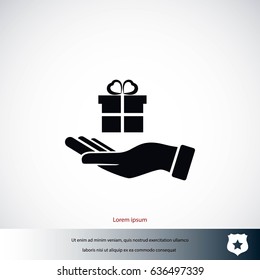Hand and gifts icon, flat design best vector icon