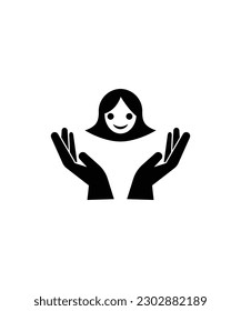 hand with girl icon, vector best flat icon.
