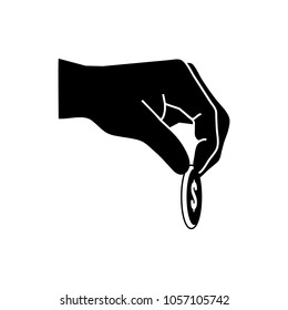 hand give alms or corruption vector icon. Flat design style.