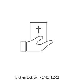 Hand give bible book vector icon symbol isolated on white background