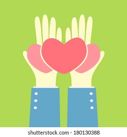 hand give group of heart