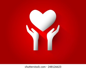 Hand give Heart Design Vector.