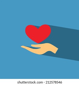 hand give heart flat icon  vector illustration eps10 