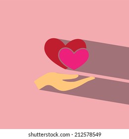 hand give heart flat icon  vector illustration eps10 