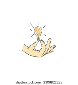 hand give idea lamp illustration concept
