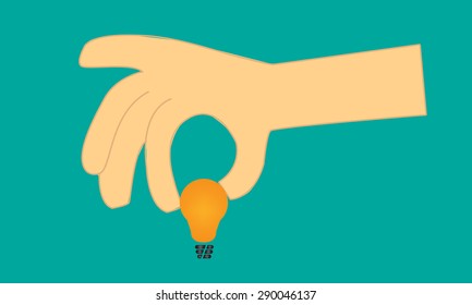 Hand give lamp light vector.