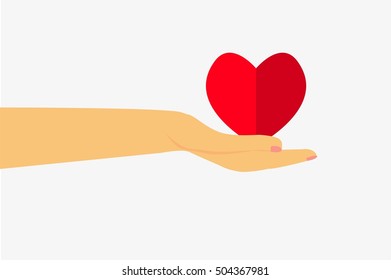 Hand, Give a love isolated on white
