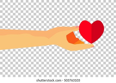 Hand Give a love, at transparent effect background