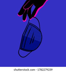 a hand give a mask. wearing a face mask to stop spreading coronavirus. vector illustration.