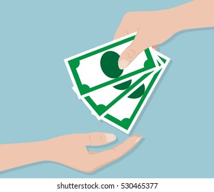 Hand Give Money, Business Concept Vector Illustration