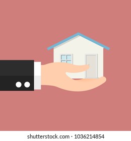 Hand give or offer a house, icon for business design