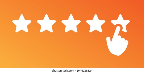 Hand give rating five star. Flat design vector illustration.