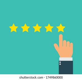 hand give star rating flat vector. feedback	
