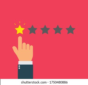 dar mano a la estrella de clasificación de vector plano. retroalimentación	
