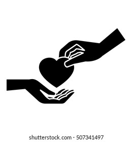 Hand gives heart icon  Simple illustration hand gives heart vector icon for web