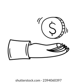 La mano da un icono del vector del hogar en el estilo de doodle. Símbolo de diseño simple. Objeto de caricatura dibujado a mano aislado sobre fondo blanco.