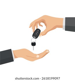 hand giving car key vector illustration selling car design