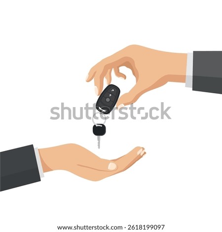 hand giving car key vector illustration selling car design
