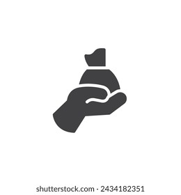Hand giving charity vector icon. filled flat sign for mobile concept and web design. Charity Donation glyph icon. Symbol, logo illustration. Vector graphics