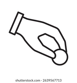 A hand giving a coin icon. Charity and donation icon. Icon symbol of fund raising, humanity, philanthropy, compassion, help, love, care. Vector illustration