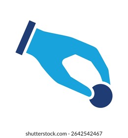 A hand giving a coin icon. Charity and donation icon. Icon symbol of fund raising, humanity, philanthropy, compassion, help, love, care. Vector illustration