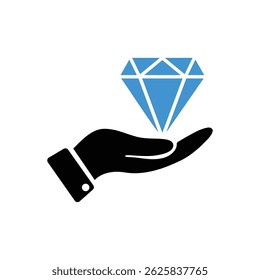Mano que da el icono del Vector del diamante y diseño del símbolo