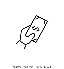 Hand Giving A Dollar Bill In Minimalist Line Art Style Illustration