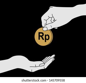 hand giving a donation