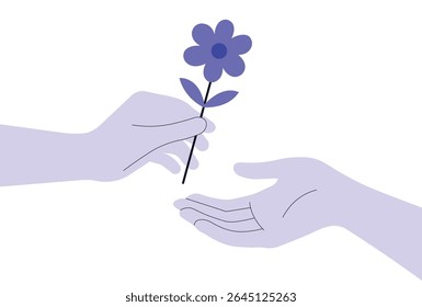 Ilustração do vetor da flor da doação da mão.