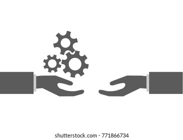 mecanismo de doação manual de engrenagens - ícone conceito