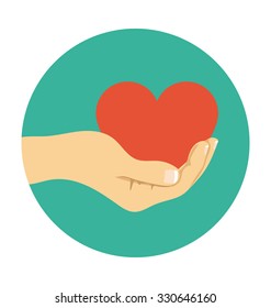 
Hand Giving Heart Colored Vector Illustration
