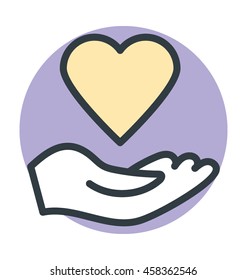 Hand Giving Heart Colored Vector Icon