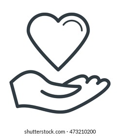 Hand Giving Heart Colored Vector Icon