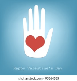 hand giving heart, vector, happy Valentine's Day