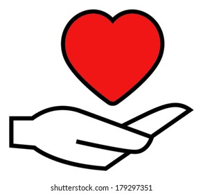 Hand giving heart vector icon