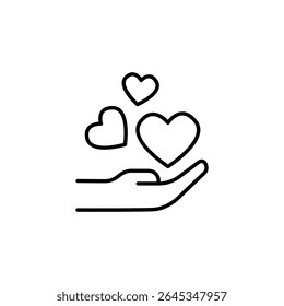 Hand Giving Hearts Outlined Icon Symbolizing Love And Affection