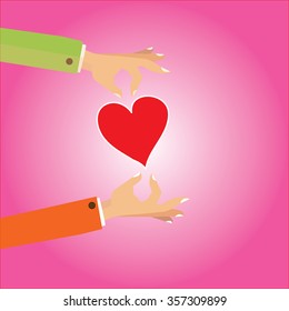 hand giving a heart.vector
