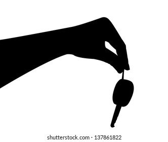 Hand Giving Key, Silhouette Vector