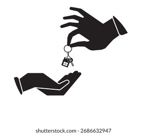 Hand giving keys to customer. 