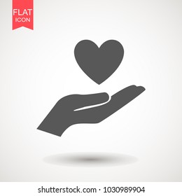 Hand Giving Love Symbol. Hand holding heart shape, vector icon.