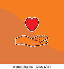Hand Giving Love Symbol. Hand vector icon with heart