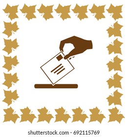 Hand giving the mail vector icon