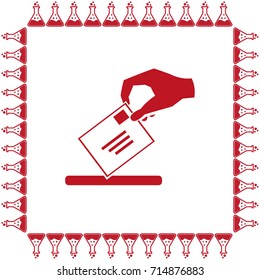 Hand giving the mail vector icon