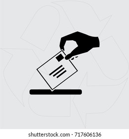 Hand giving the mail vector icon