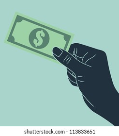 hand giving money