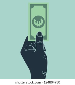 hand giving money